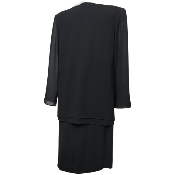 VTG Julian Wilder 2 Pc Black Skirt Suit Women's 10 Beaded Collar Crystal Button - Picture 8 of 13